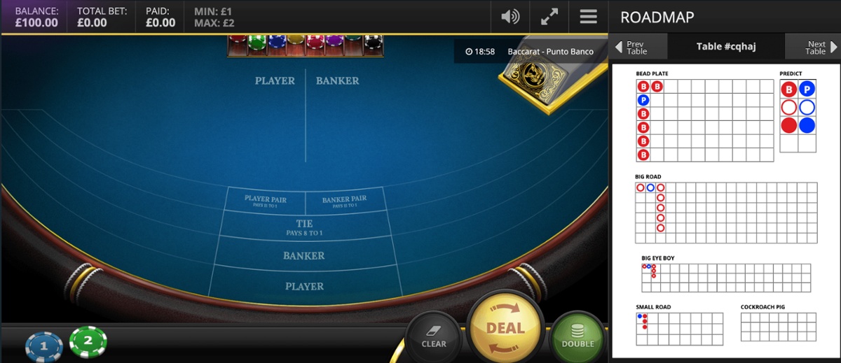 Baccarat Punto Banco casino game